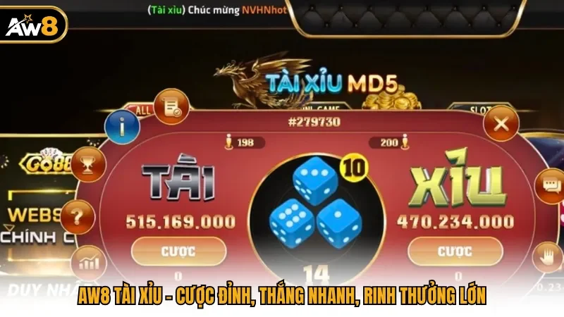 AW8 Tài Xỉu - Cược Đỉnh, Thắng Nhanh, Rinh Thưởng Lớn